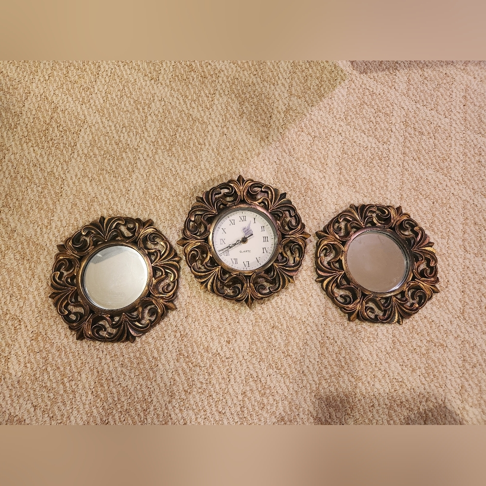 Elegant Bronze Wall Clock Set